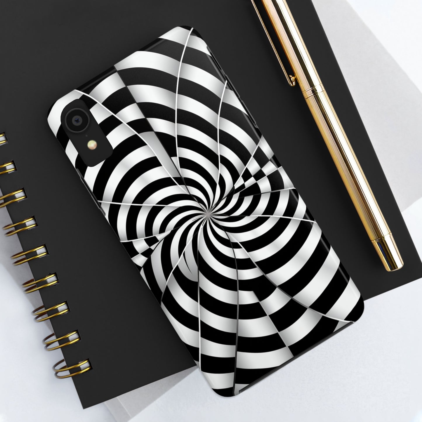 Trippy Black and White Optical Illusion Tough iPhone Case | Psychedelic Phone Cover