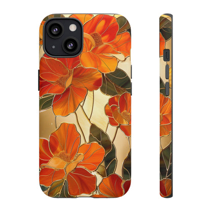 Orange Floral Phone Case Stained Glass Flower Aesthetic