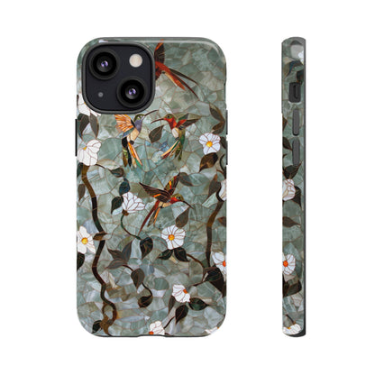 Stained Glass Hummingbirds and Flowers iPhone Case