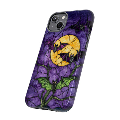 Full Moon Stained Glass Style Halloween Bats Phone Case