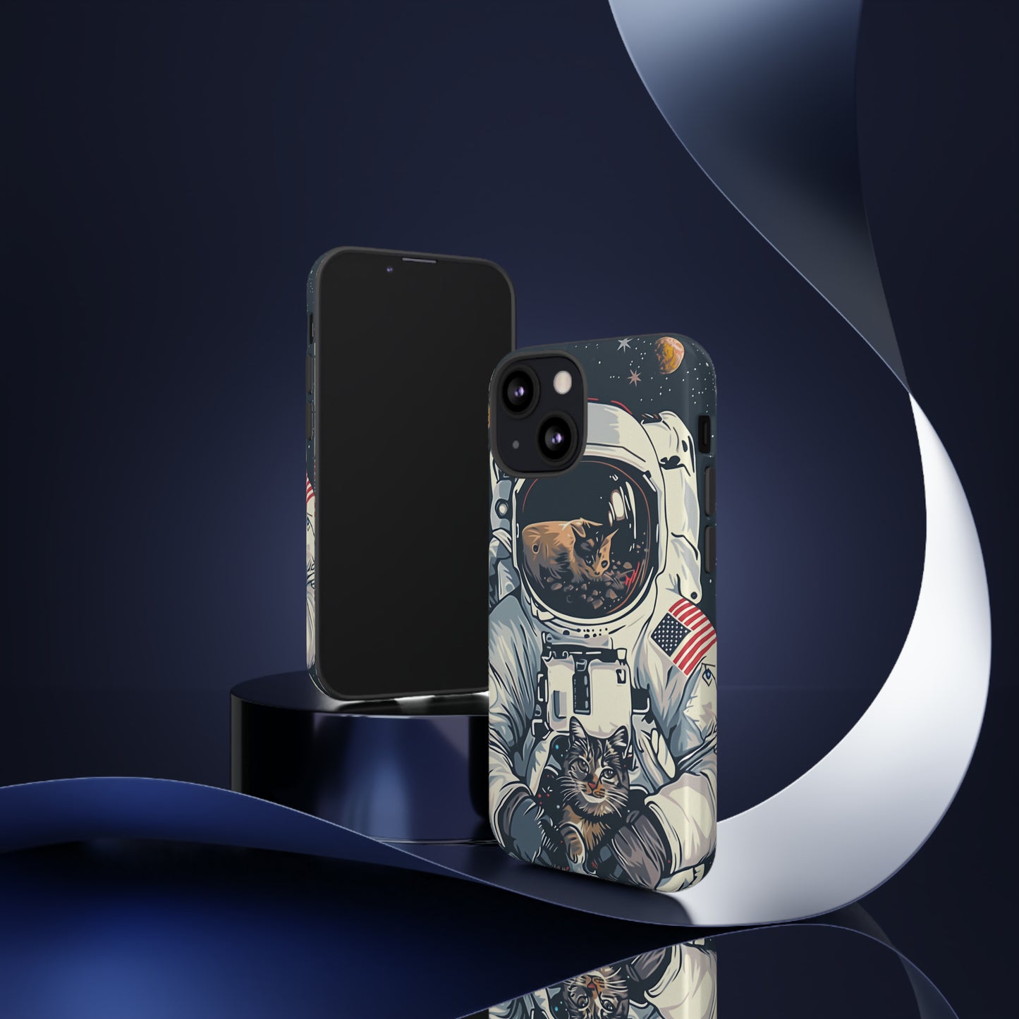 The Astronaut and the Cosmic Cat Phone Case