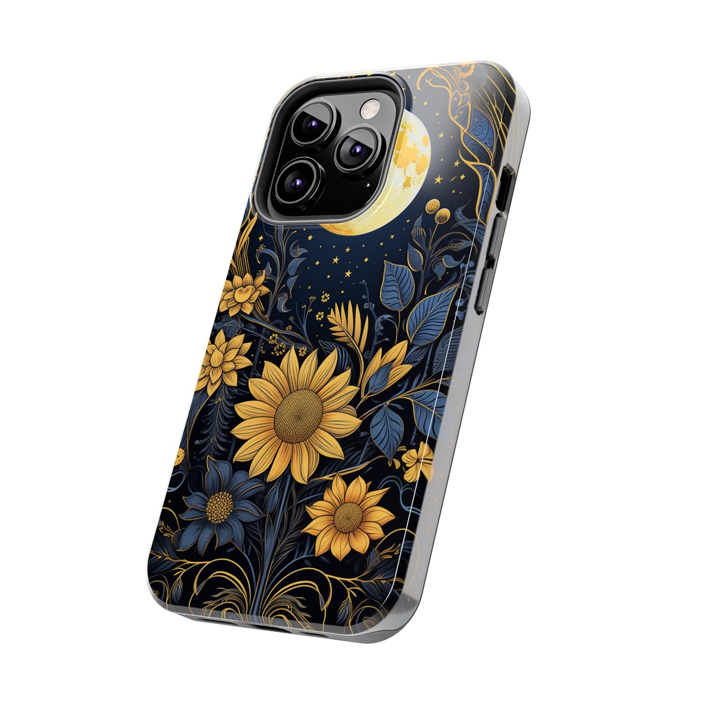 Starry Night Boho Meets Cottagecore: Floral Sun, Moon & Stars iPhone Case