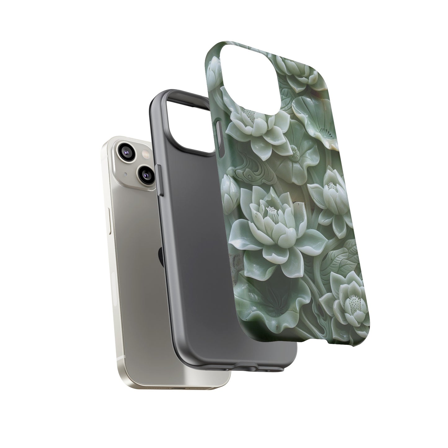 Green Jade Lotus Floral Art Phone Case