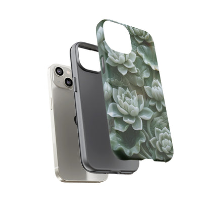 Green Jade Lotus Floral Art Phone Case