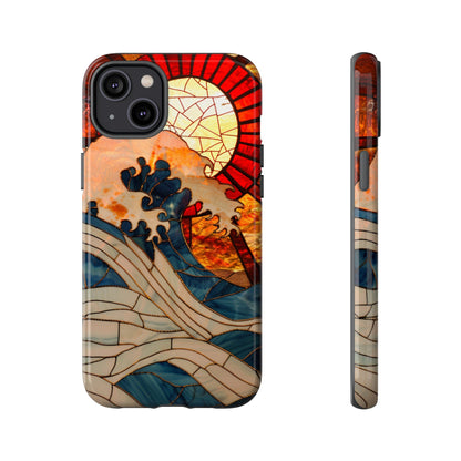 Japanese Rising Sun Phone Case Stained Glass Ocean Wave