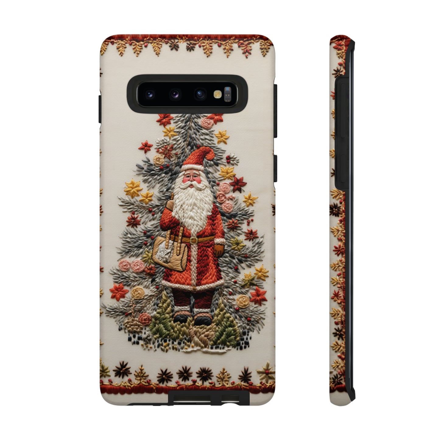 Vintage Embroidery Christmas Santa Phone Case