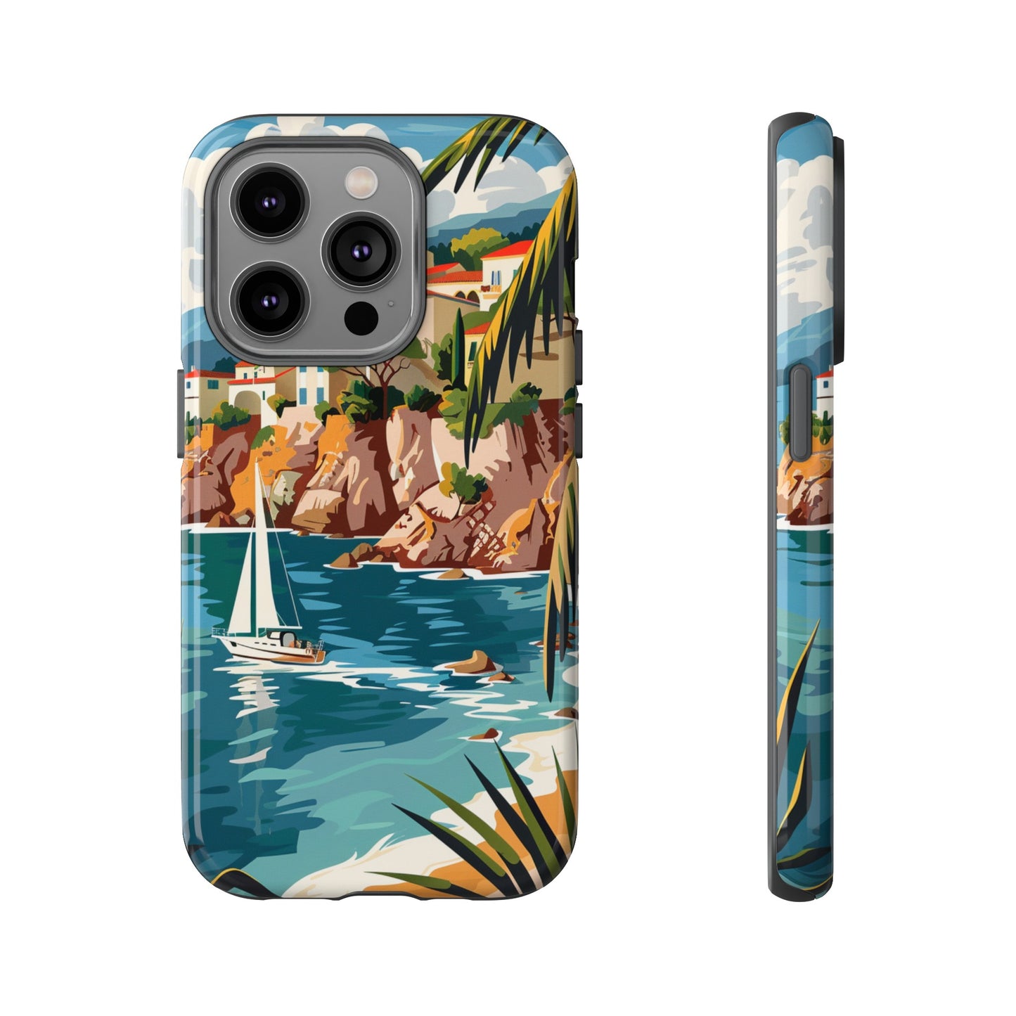 Midcentury French Riviera Sailboat Painting Phone Case