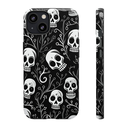 Join the Goth Side: Black Skull Floral Print | Mystical Elegance Case for iPhone, Samsung Galaxy, and Google Pixel