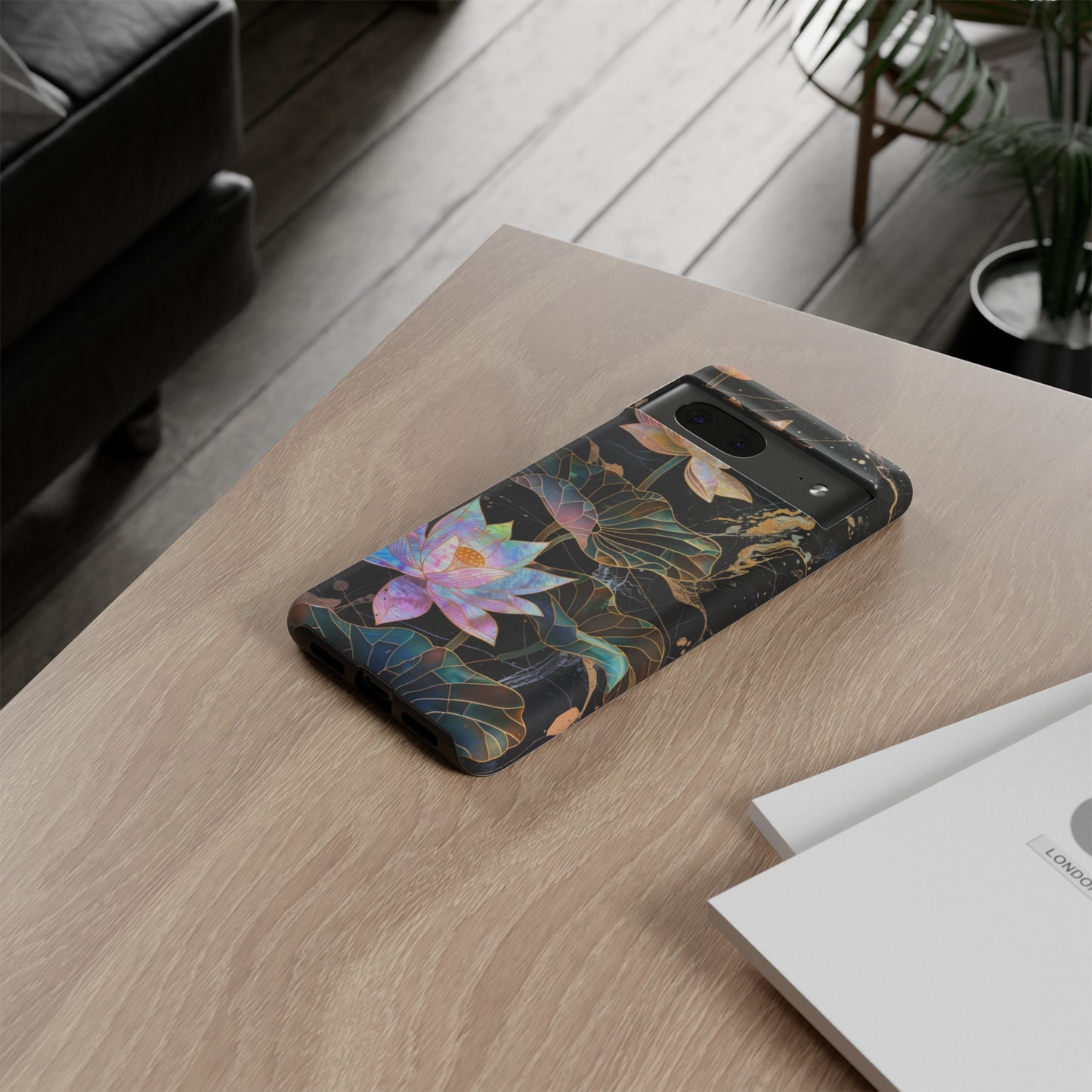 Zen Stained Glass Lotus Floral Design Phone Case