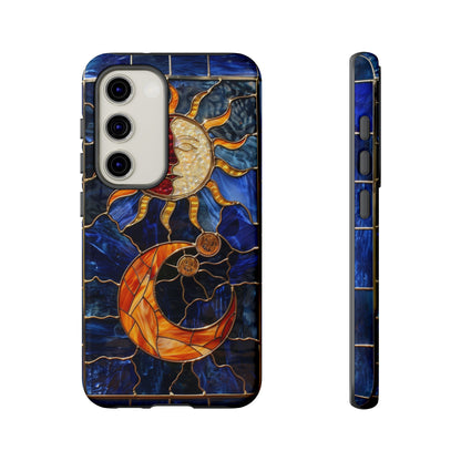 Celestial Stained Glass Moon and Stars iPhone 15 Case