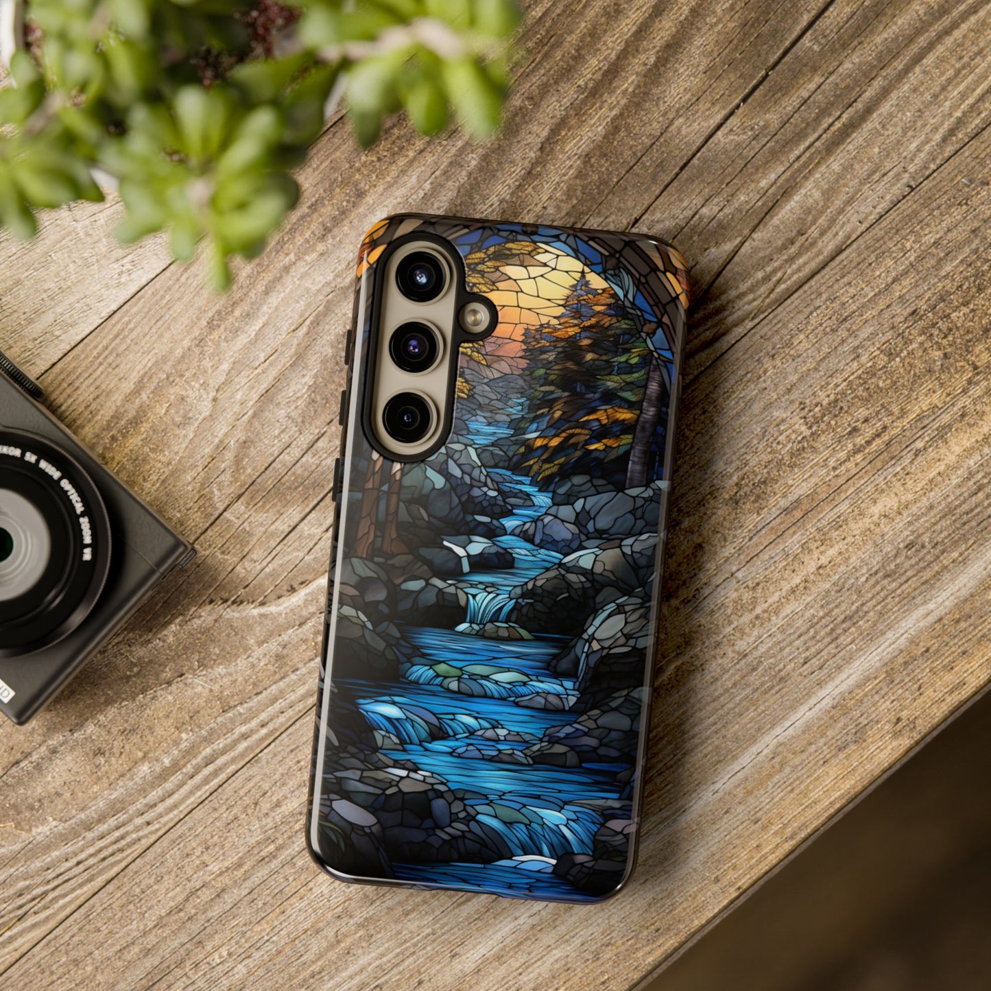 Stained Glass Stone Bridge and River Art Phone Case