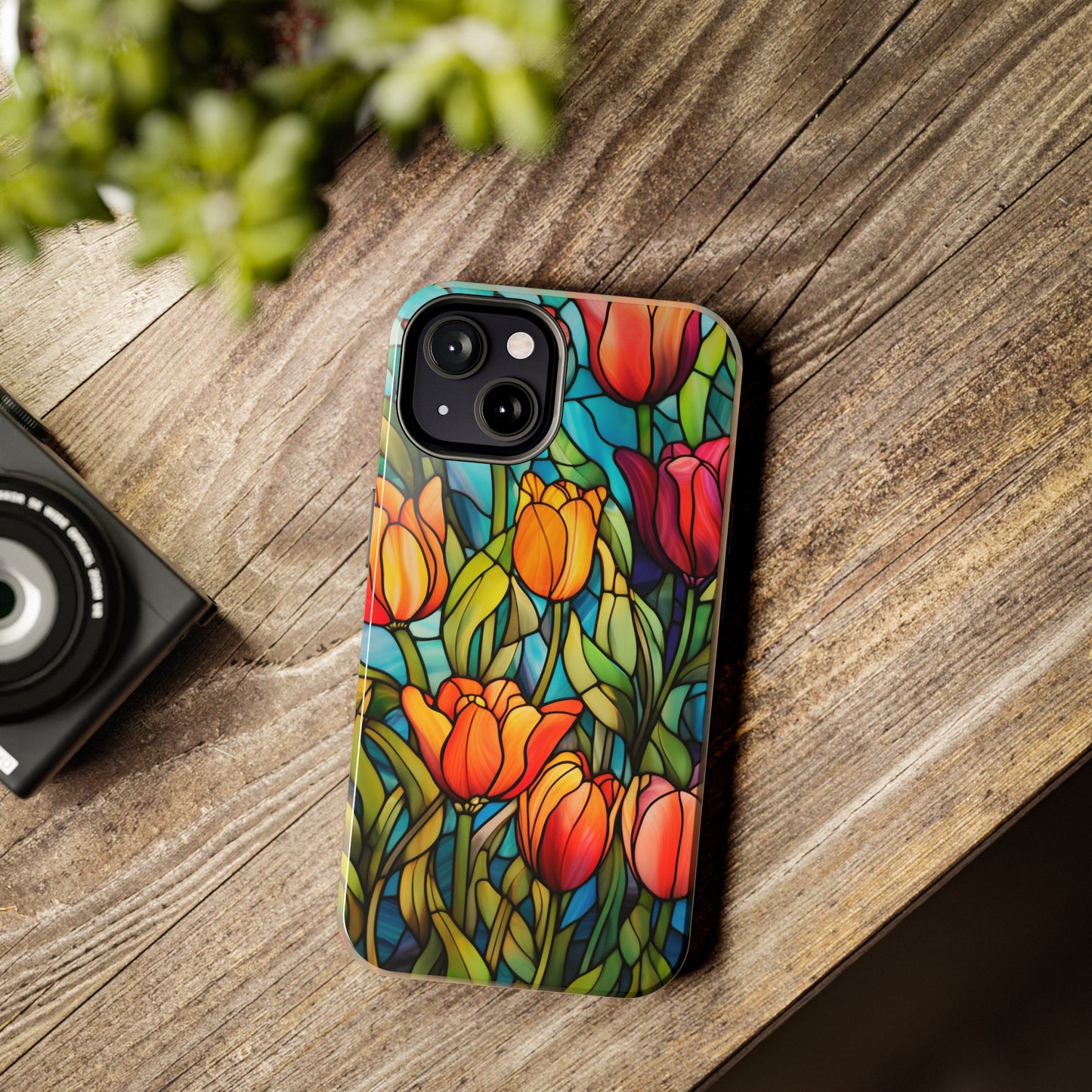 Stained Glass Tulip Floral Aesthetic iPhone Case | Embrace the Beauty of Nature in Full Bloom