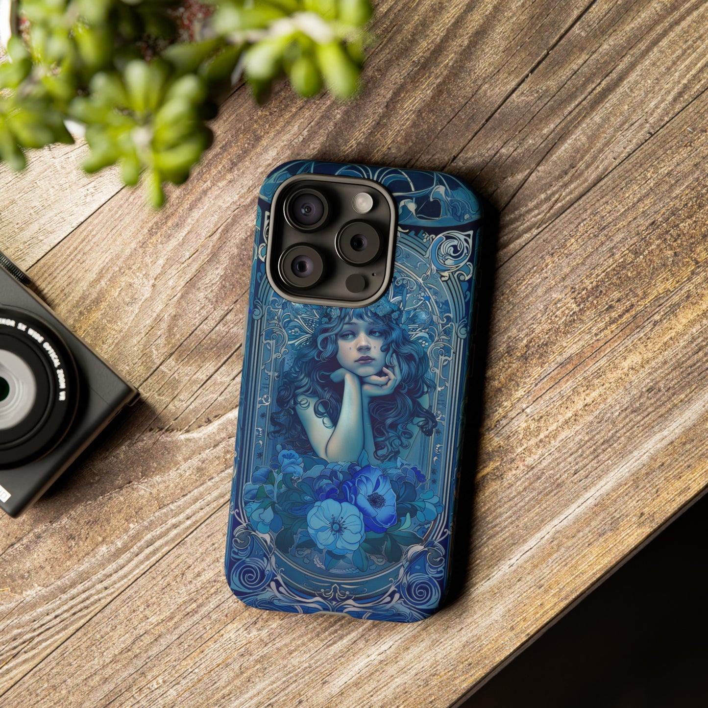 Blue Floral Art Nouveau Style Phone Case