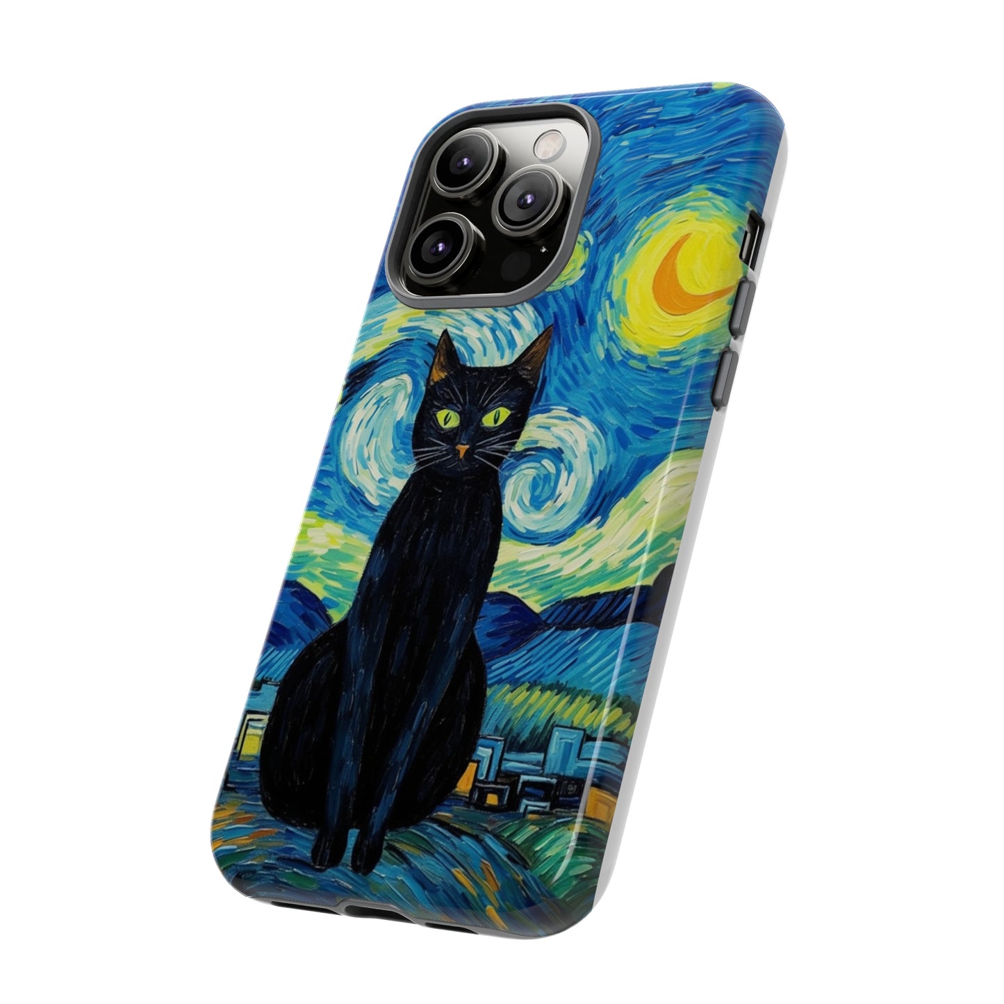 Starry Night Van Gogh Black Cat iPhone, Samsung Galaxy, Google Pixel  Case | Embrace Artistic Whimsy and Feline Charm