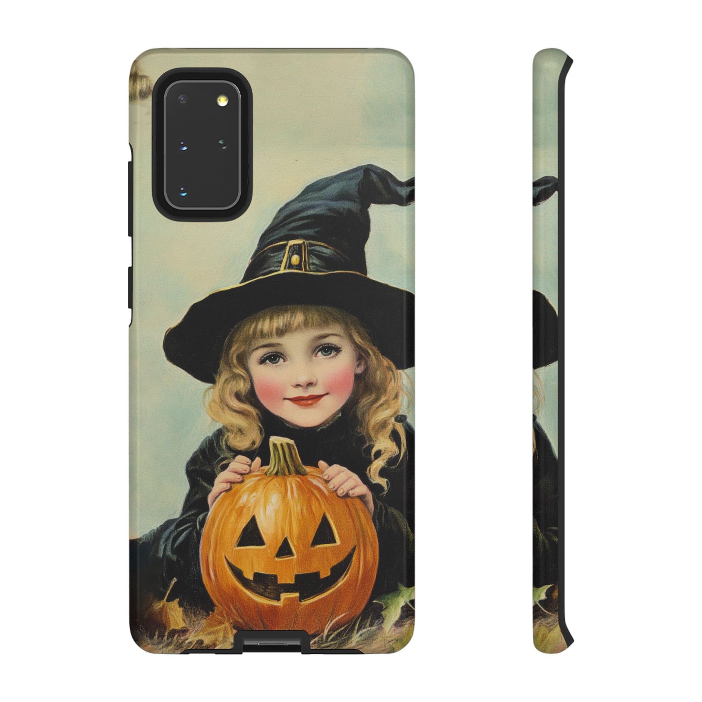 Vintage Halloween Card Witch and Jack-o'-lantern Phone Cover