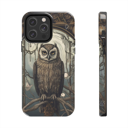 The Hermit Owl Tarot iPhone Tough Case | Embrace the Dark Academia Aesthetic and Retro Gothic Vibes with Captivating Tarot Design