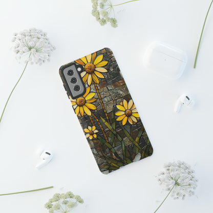 Yellow and Gold Daisy Mosaic Stained Glass Phone Case for iPhone 15, 14, Pro Max, 13, 12 & Samsung Galaxy S23, S22, S21, Google Pixel