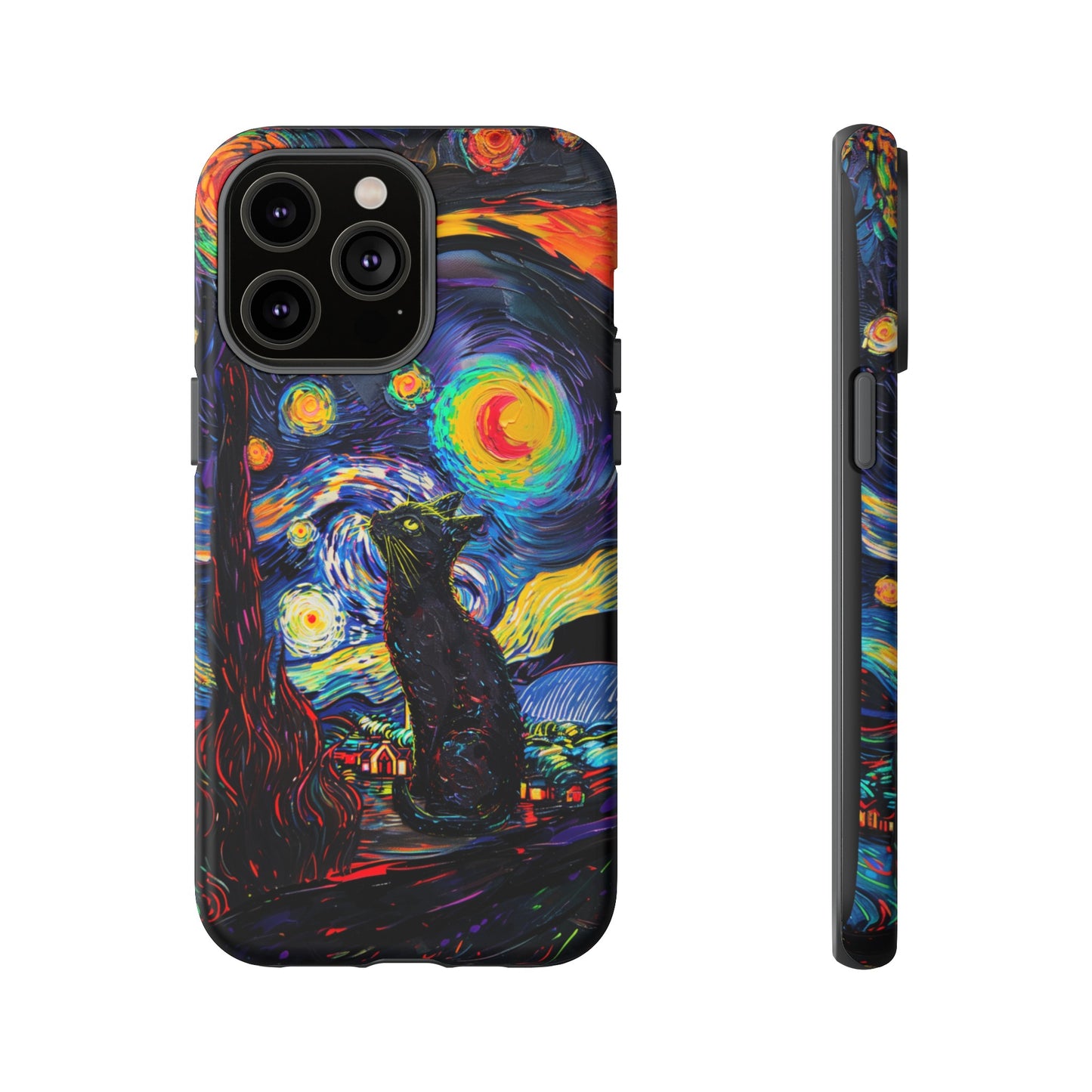 Starry Night Black Cat Van Gogh Painting Art Phone Case