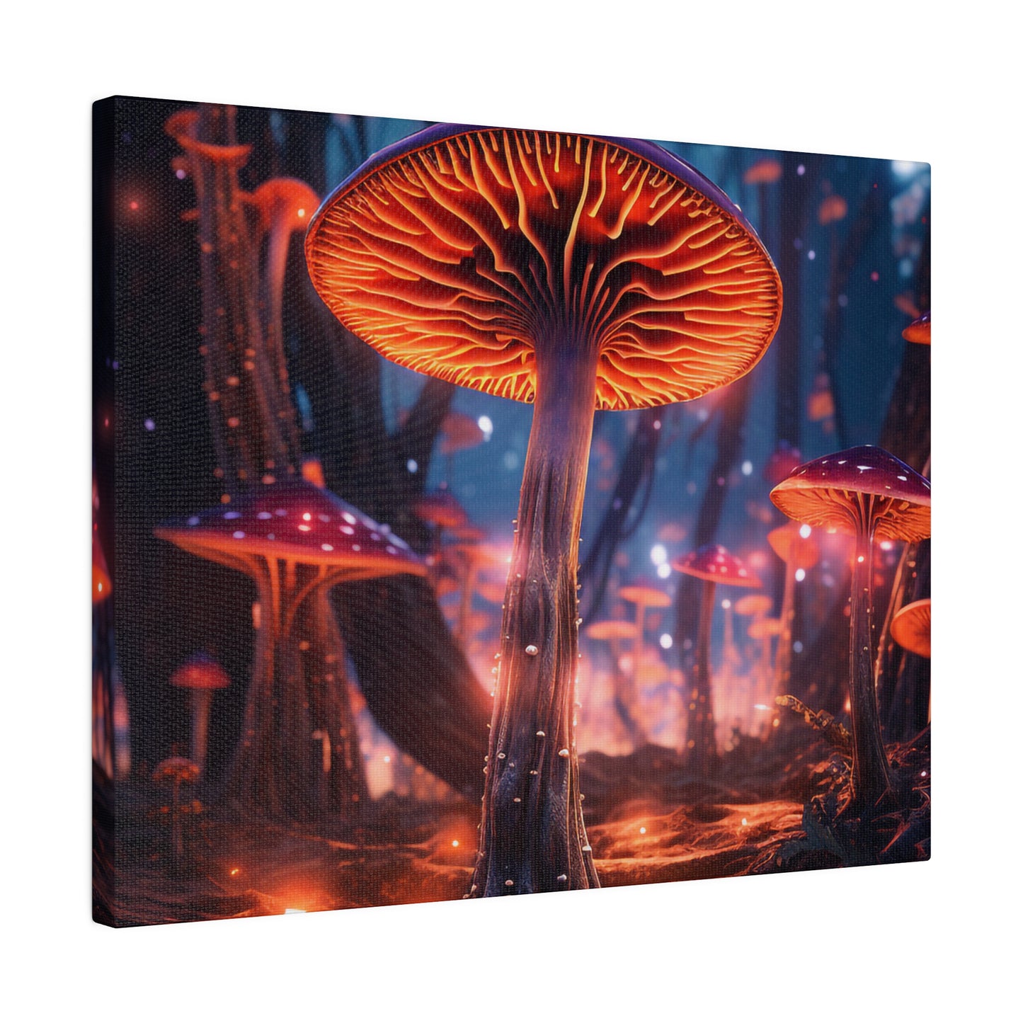 Enchanting Magic Mushroom Psychedelic Forest Bioluminescence - Matte Canvas, Stretched