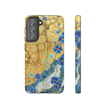 Forget Me Nots Gold Color Splash Floral Design Phone Case