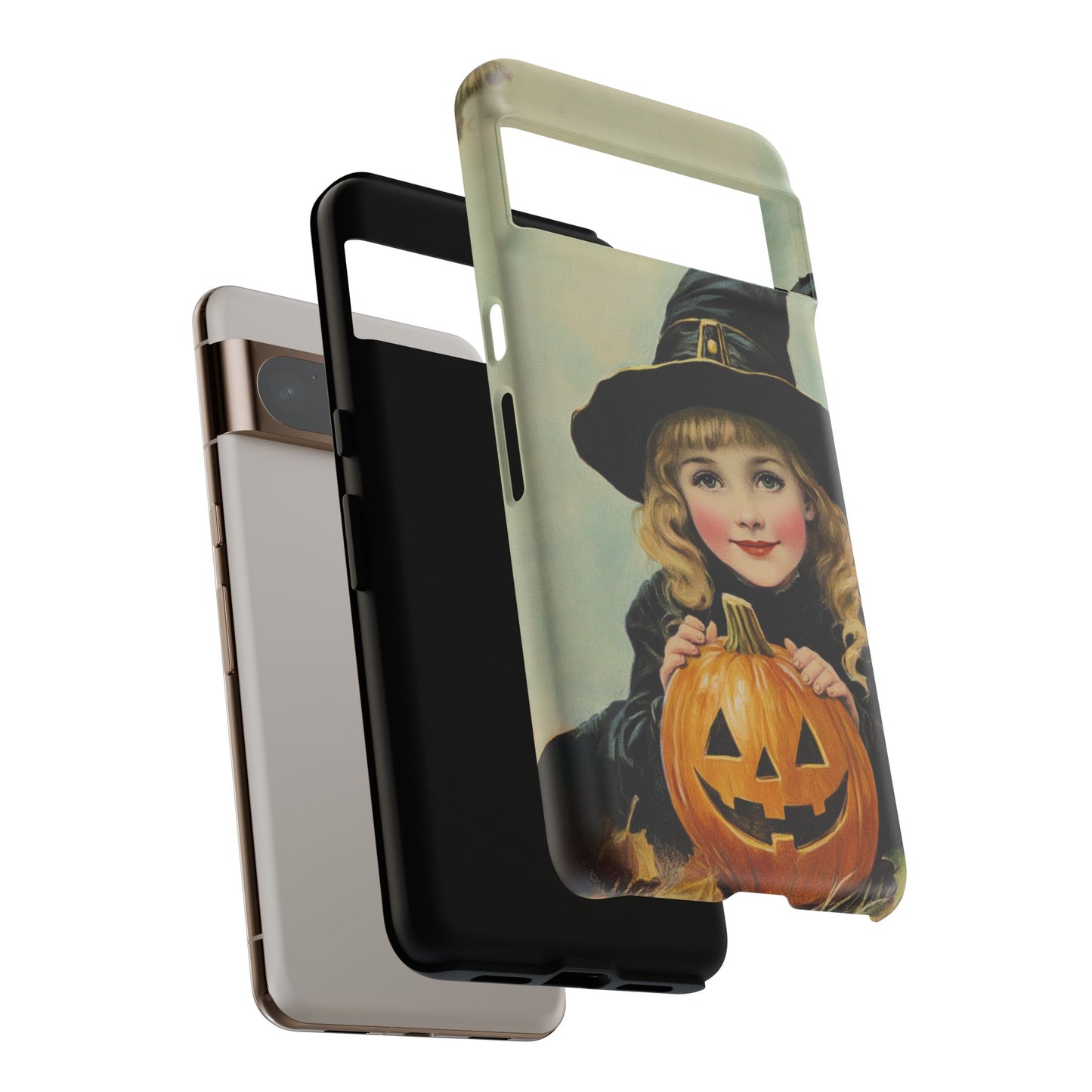 Vintage Halloween Card Witch and Jack-o'-lantern Phone Cover