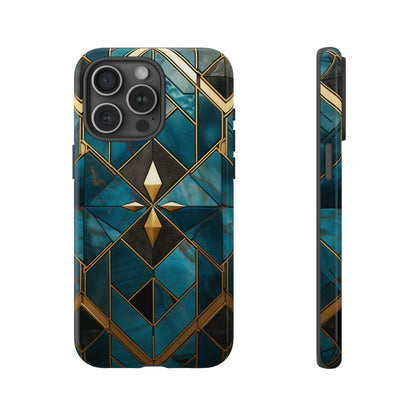 Gold and Blue Marble Mosaic Phone Case