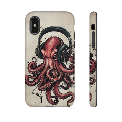 Retro Style Japanese Octopus Listening to Headphones Phone Cover