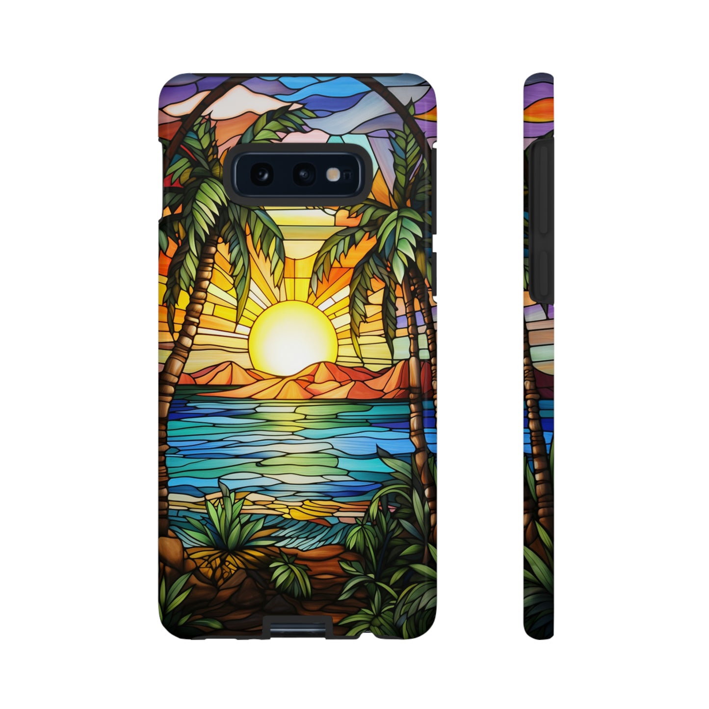 Tropical Stained Glass Sunset Beach