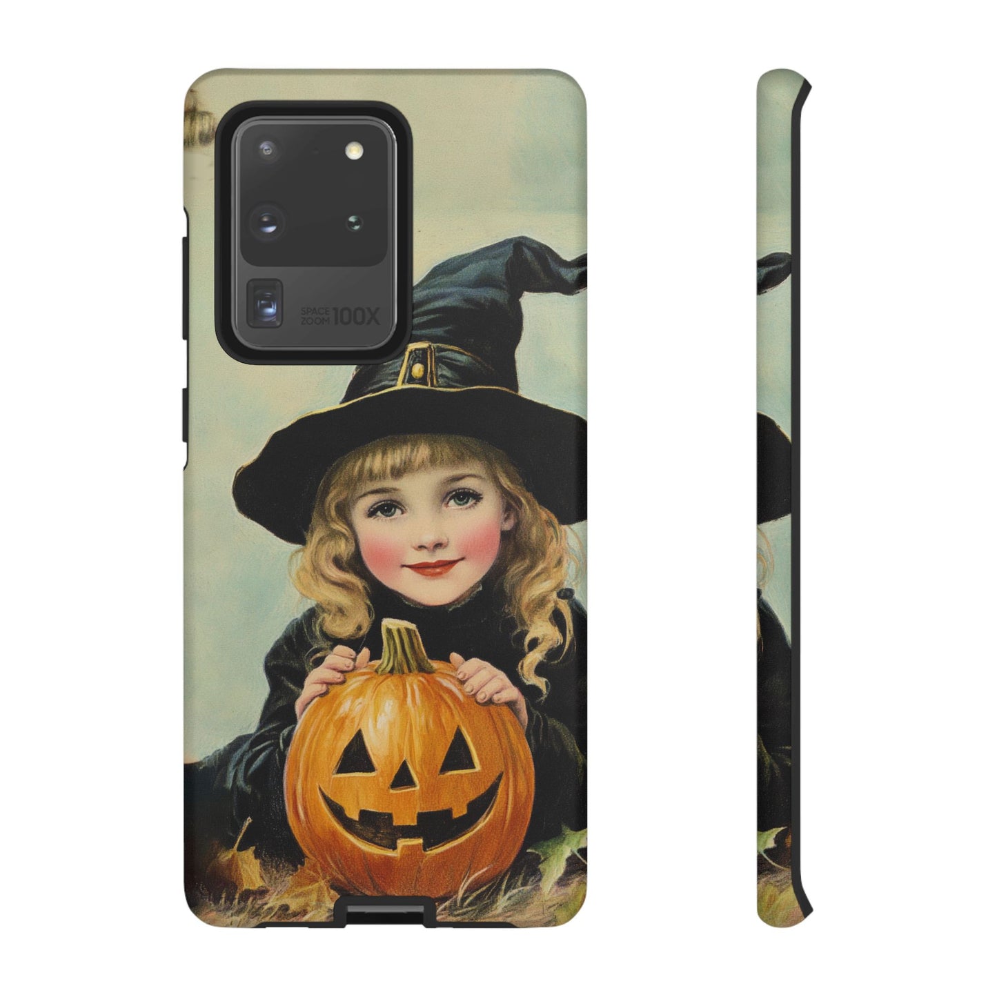 Vintage Halloween Card Witch and Jack-o'-lantern Phone Cover