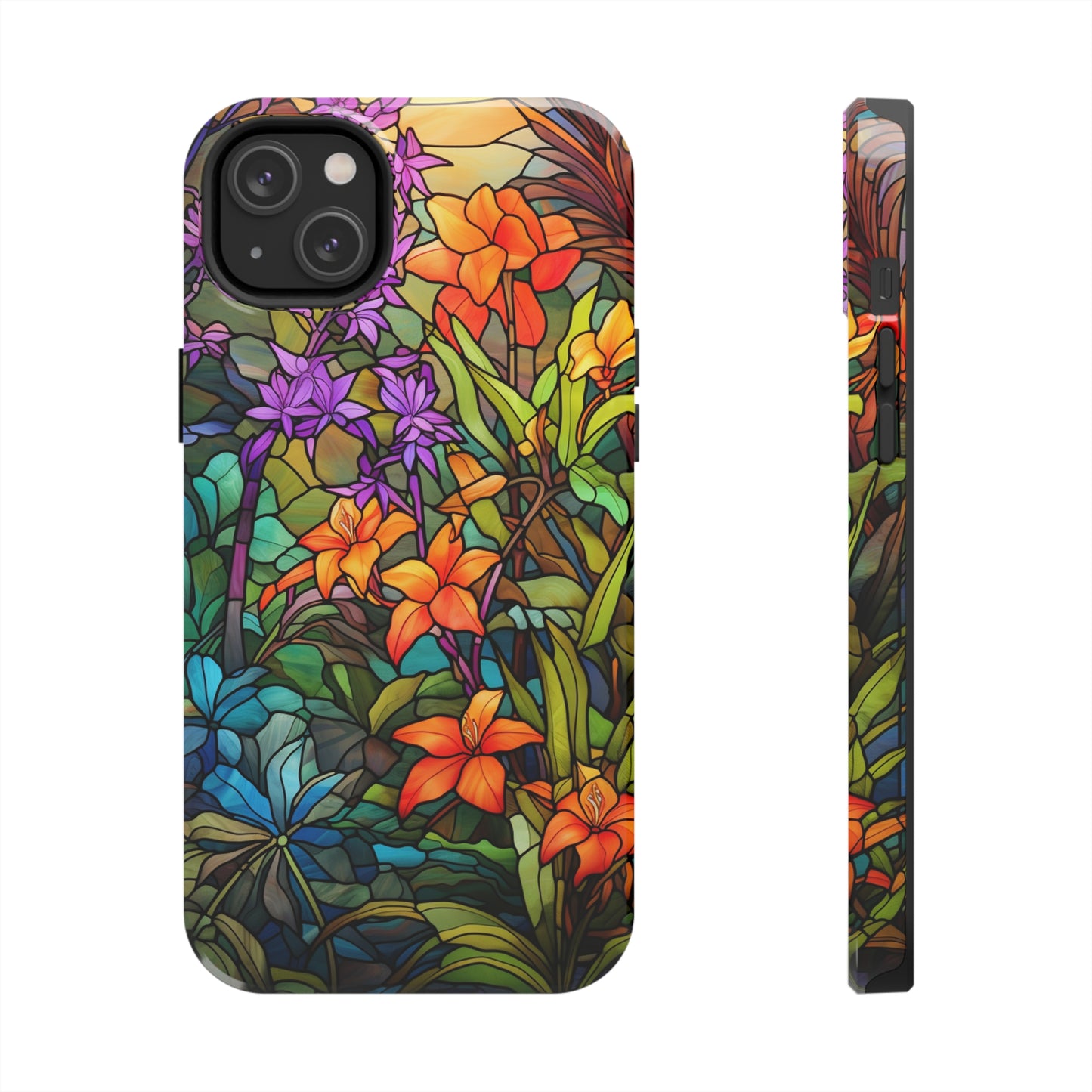 Stained Glass Phone Case Floral Aesthetic Art Nouveau Retro Samsung Galaxy Phone Tough Case iPhone 14 Plus 13 12 7 8 Se Hippie Boho