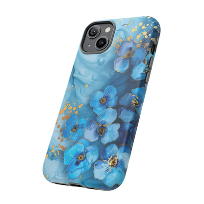 Forget Me Nots Gold Color Splash Floral Design Phone Case