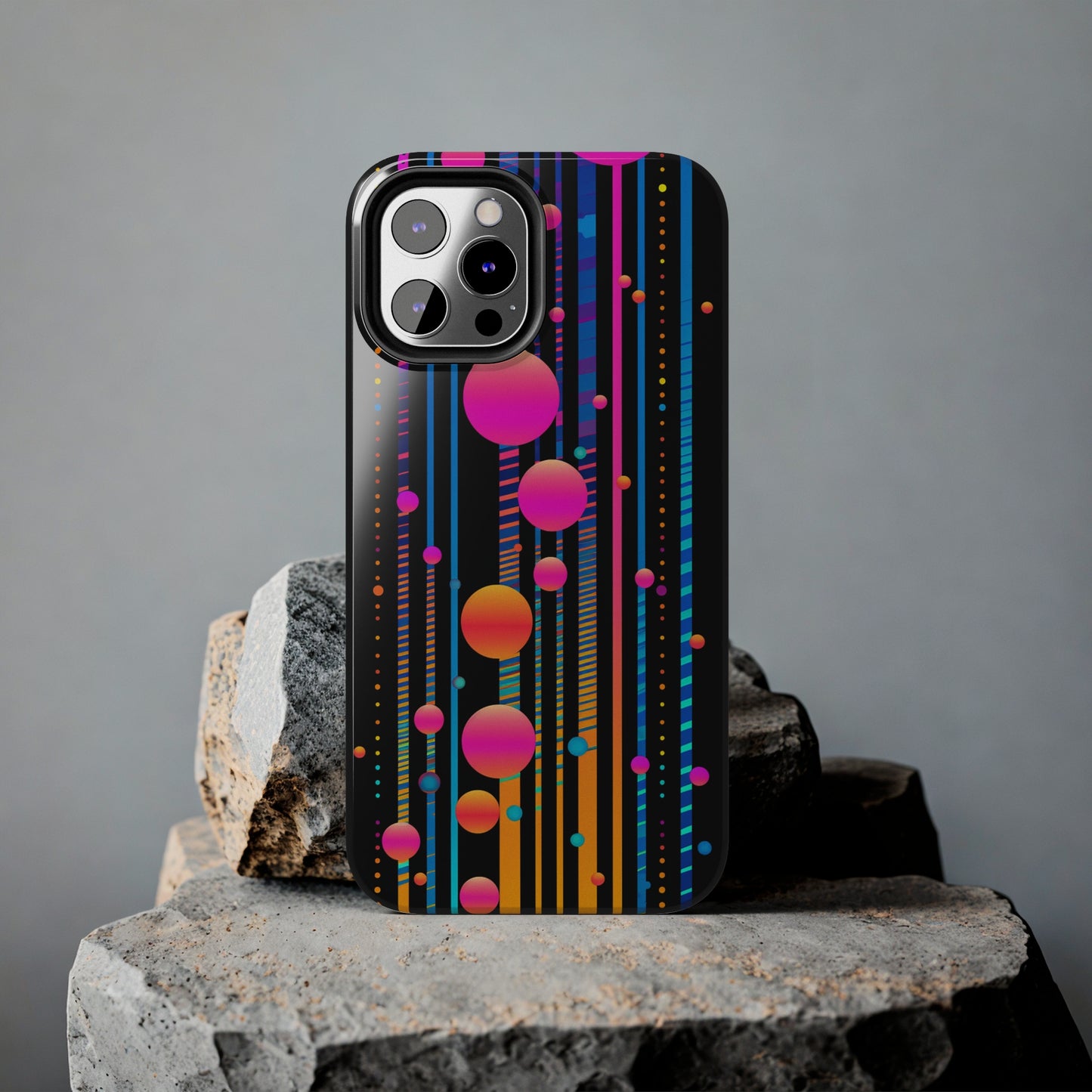 Experience a Blast from the Past: Retro Psychedelic Bubbles Tough Case for Apple iPhone Models