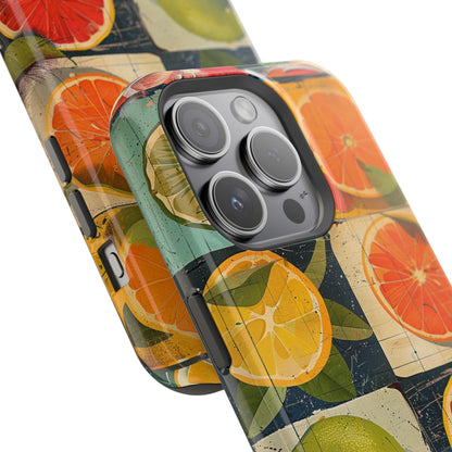 Italian Tile Citrus Fruit Abstract Floral Summer Style MagSafe Phone Case