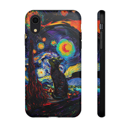 Starry Night Black Cat Van Gogh Painting Art Phone Case