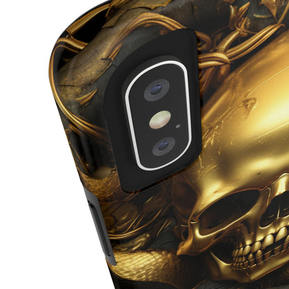 iPhone 14 Case Dark Elegance: Gold Skulls and Snakes Tough iPhone Case | An Edgy Goth Delight