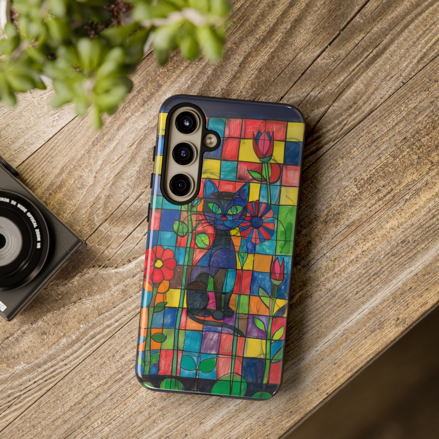 Cat in the Stained Glass Garden Phone Case