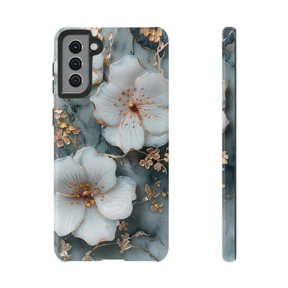 White Flower on Marble Stone  Phone Case