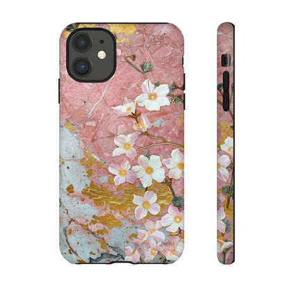 Pink Forget Me Nots Gold Floral Phone Case