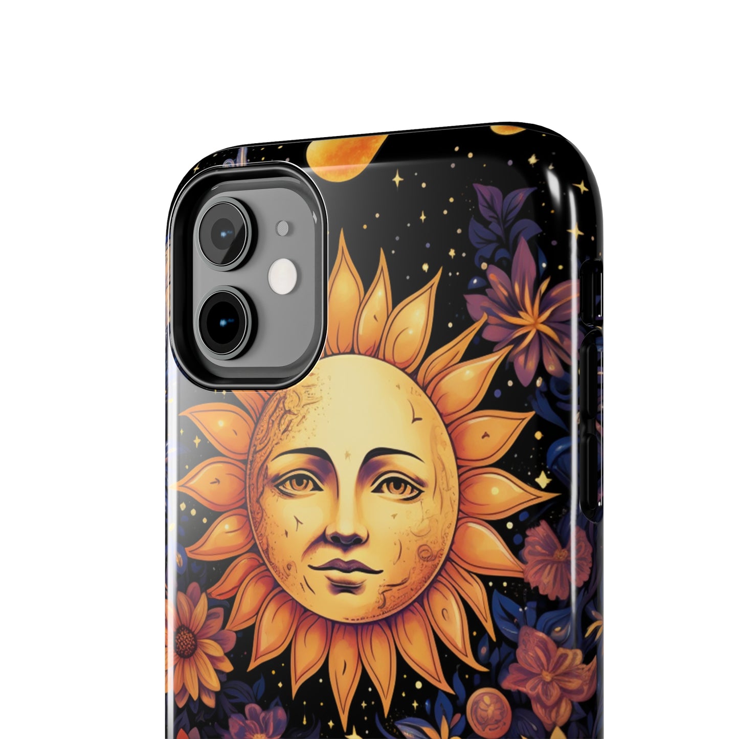 Cosmic Blooms: Floral Sun, Moon & Stars iPhone Case - Where Celestial Meets Botanical