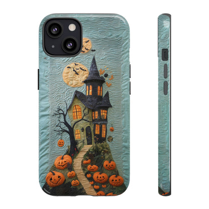 Halloween Haunted House Vintage Embroidery Style Phone Cover