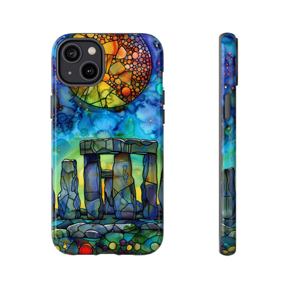 Stonehenge Neolithic Full Moon Stained Glass Watercolor Phone Cover