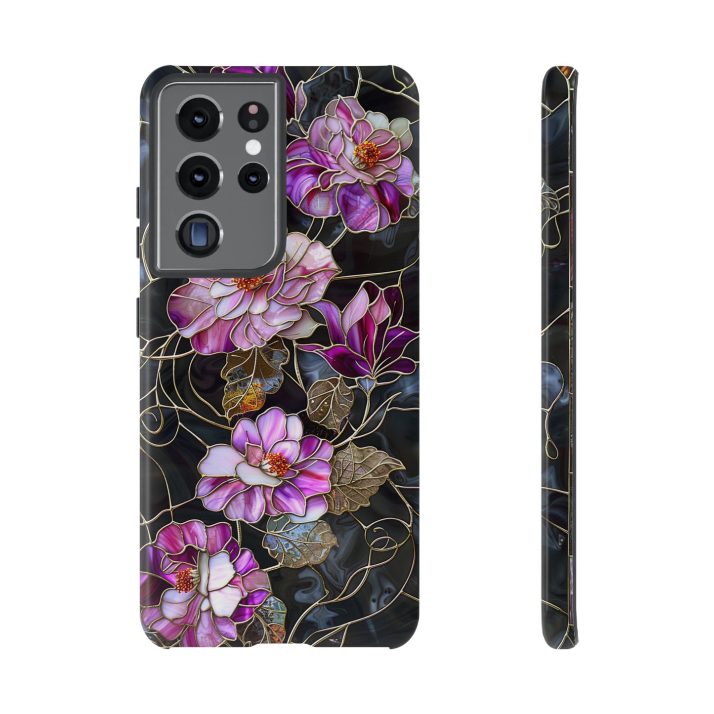 Magenta Color Floral Stained Glass Phone Case