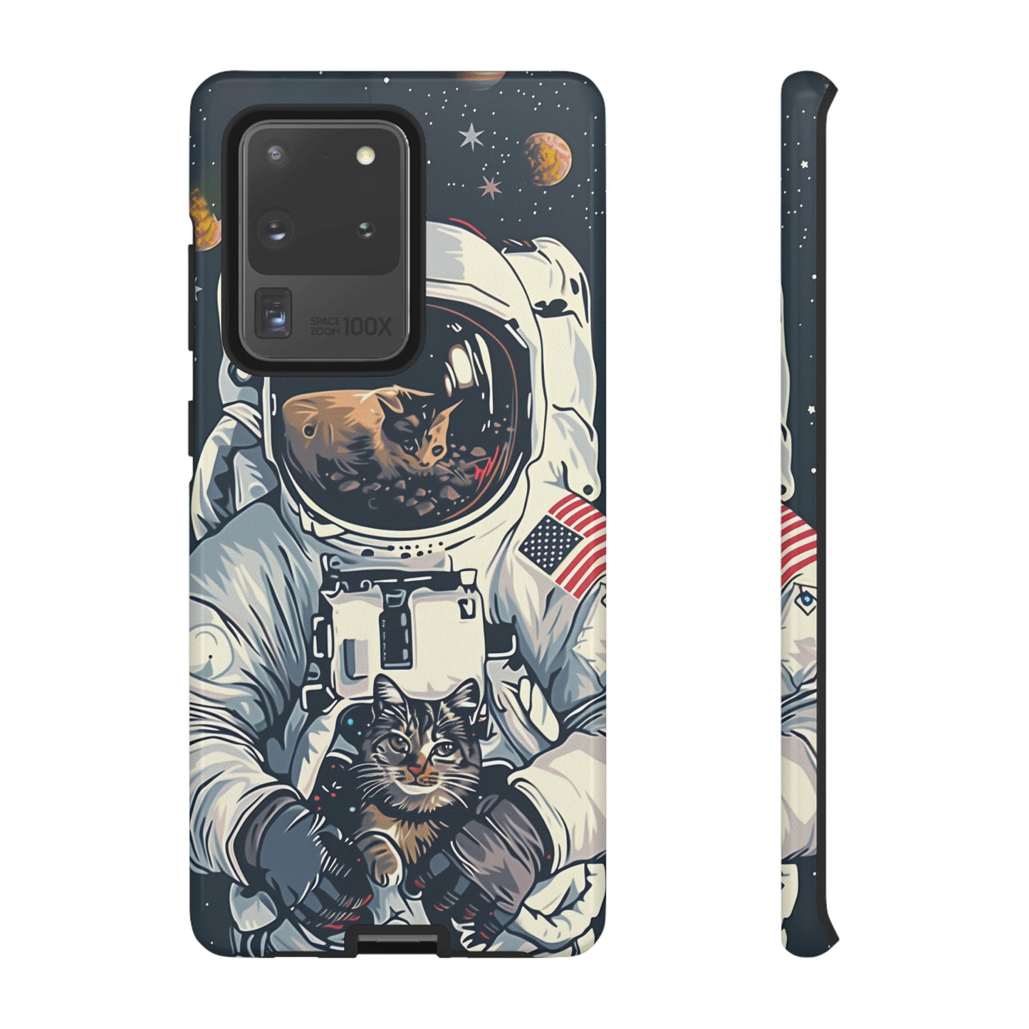 The Astronaut and the Cosmic Cat Phone Case