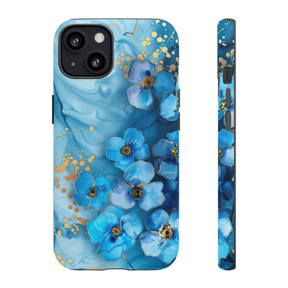 Forget Me Nots Gold Color Splash Floral Design Phone Case