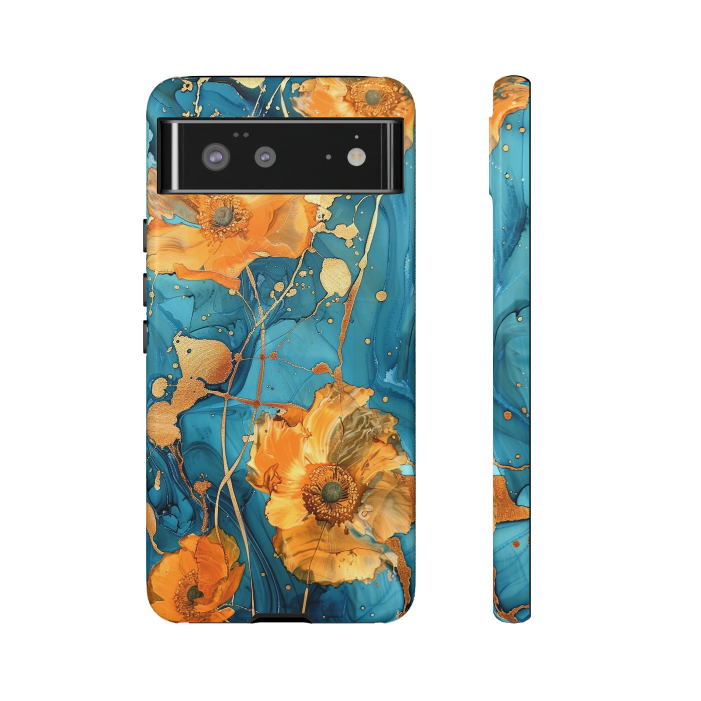 Gold Poppies Color Splash Floral Design Phone Case