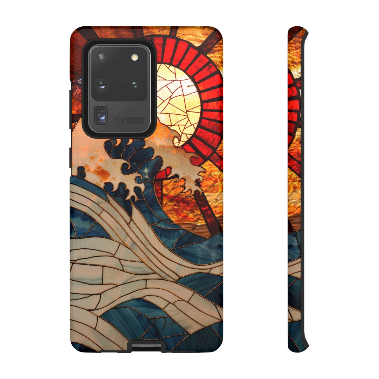 Japanese Rising Sun Phone Case Stained Glass Ocean Wave