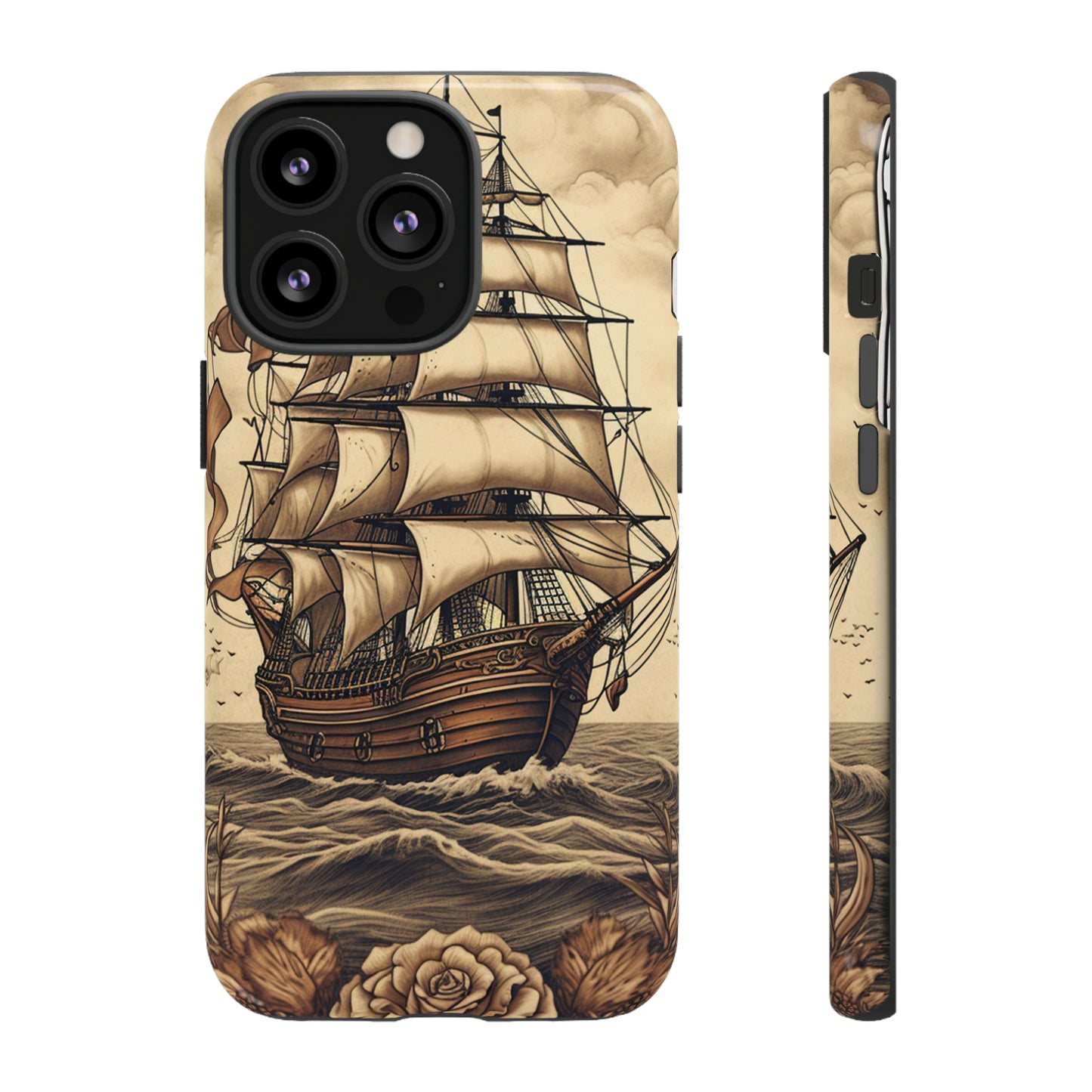 Vintage Tattoo Style Pirate Ship Phone Case