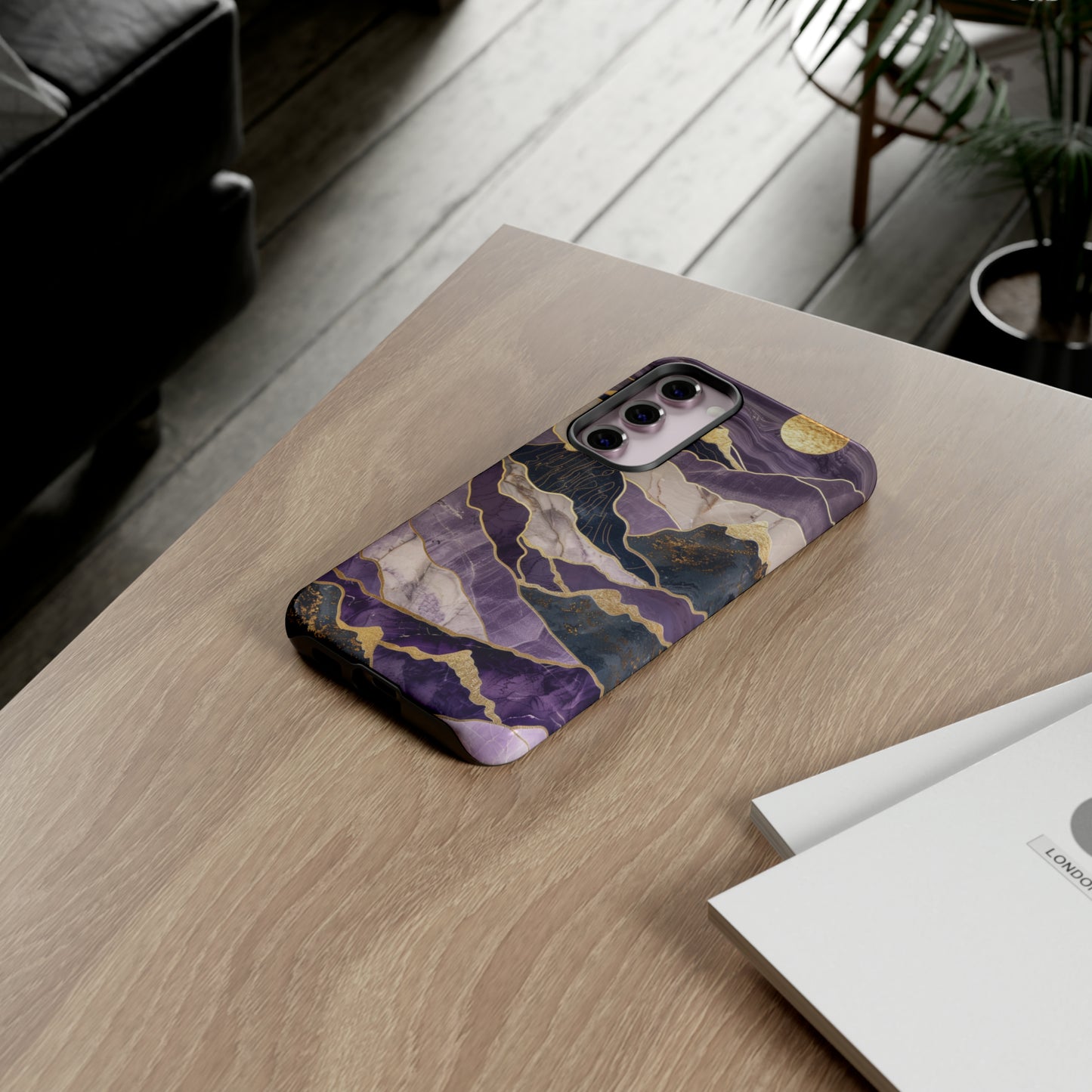 Abstract Purple Gold Mountain Phone Case