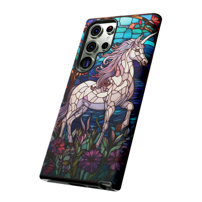 Unicorn Stained Glass iPhone, iPhone Case Retro Samsung Galaxy Phone Tough Case iPhone 15 14 Plus 13 12 7 8 Se Hippie Boho Style