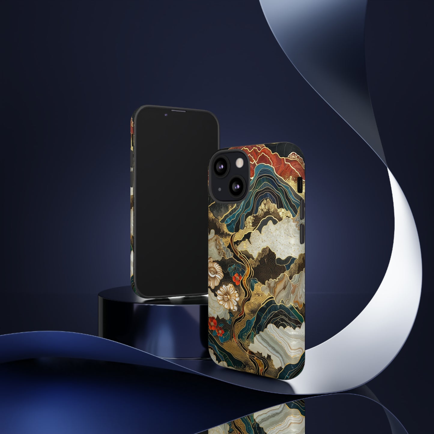 Chiyogami Stained Glass Floral Mountain Phone Case